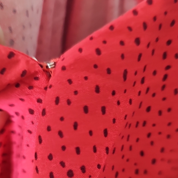 Express Flutter Sleeve Red Polka Dot High Low Ruffle Feminine Summer Dress XL - Picture 7 of 13
